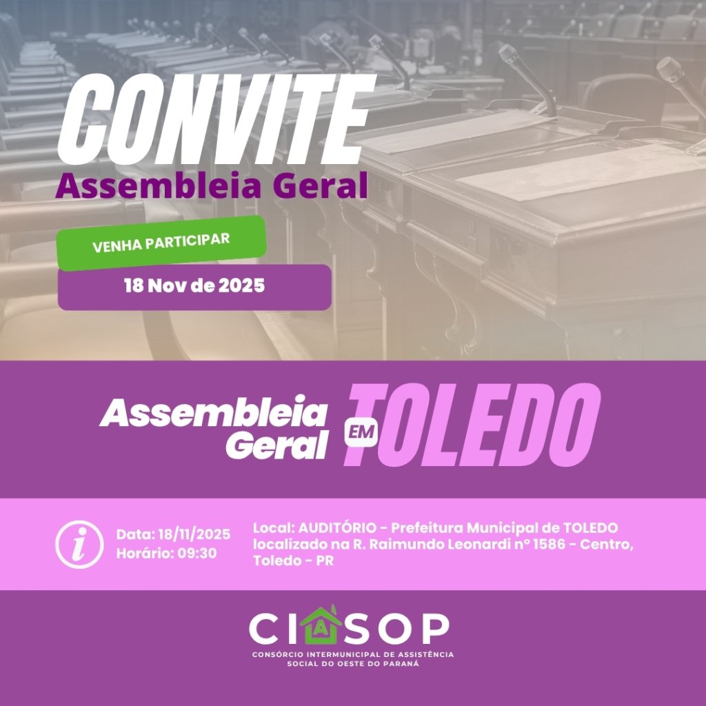 CIASOP convoca Assembleia Geral Ordinária em Toledo